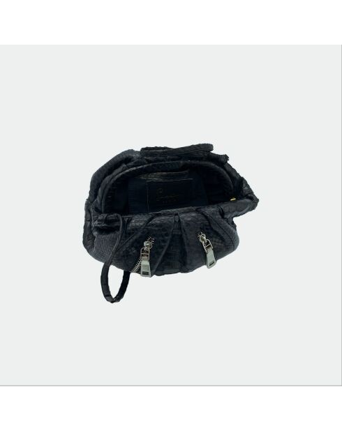 Pochette souple en python Baby Black zipper - 23 x 18 cm