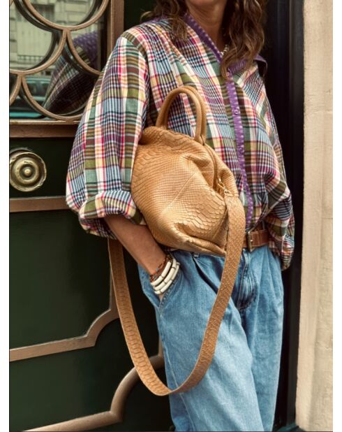 Borsa morbida in pitone con fodera interna in cotone Jade Natural - 35 x 22 cm