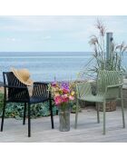4 chaises de jardin Tulsa de jardin en polypropylène empilable noires - 595x565x825 cm