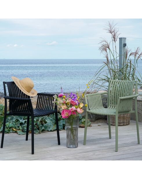 4 chaises de jardin Tulsa de jardin en polypropylène empilable noires - 595x565x825 cm