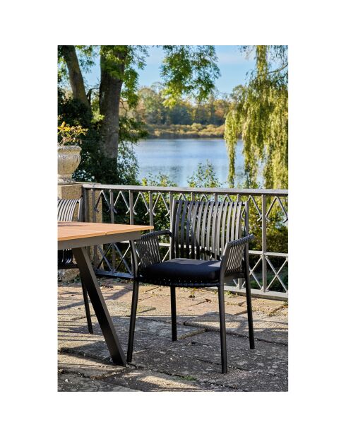 4 chaises de jardin Tulsa de jardin en polypropylène empilable noires - 595x565x825 cm