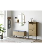 Banc Barco avec rangement avec rangement aspect chêne - 33x92x48 cm