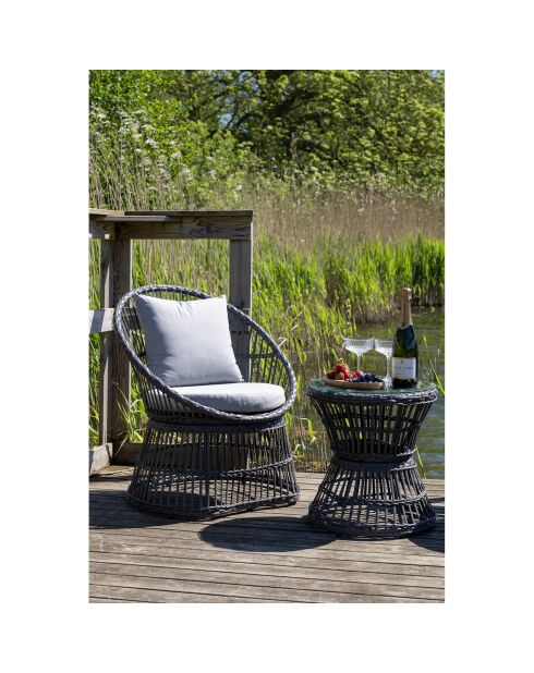 Ensemble de salon Natal rotin gris coussins inclus - 64x48x76 cm