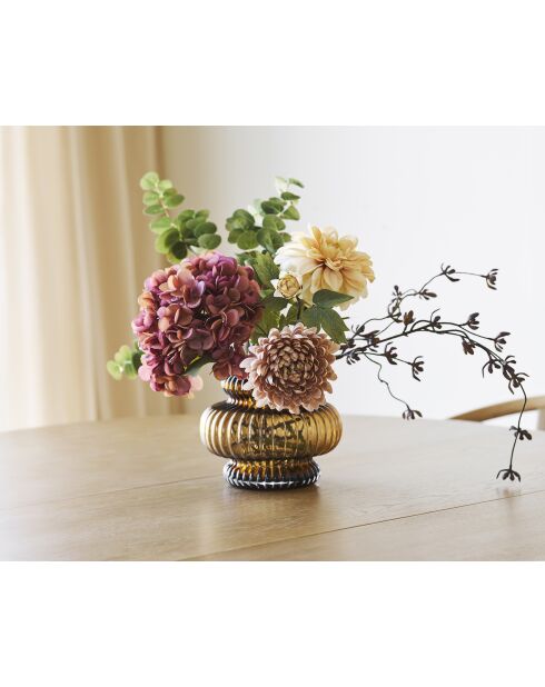 Rokbruine handgeblazen glazen vaas - 20x20x16 cm