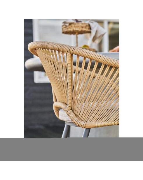 2 chaises de salle à manger Novella aluminium beige sable coussin inclus - 635x575x77 cm