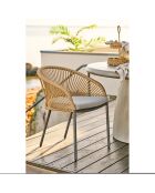 2 chaises de salle à manger Novella aluminium beige sable coussin inclus - 635x575x77 cm