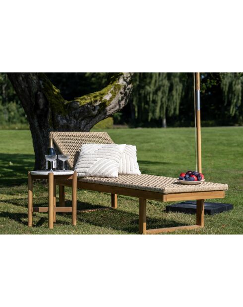 Chaise longue Derby teck/polyrotin naturel - 190x65x38 cm