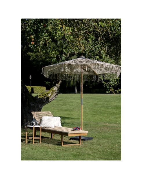 Chaise longue Derby teck/polyrotin naturel - 190x65x38 cm