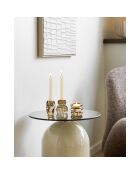 Mesita auxiliar Ravello de vidrio templado/metal gris/beige - 40x40x52 cm