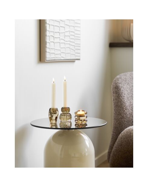 Mesita auxiliar Ravello de vidrio templado/metal gris/beige - 40x40x52 cm