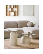 Mesita auxiliar Ravello de vidrio templado/metal gris/beige - 40x40x52 cm