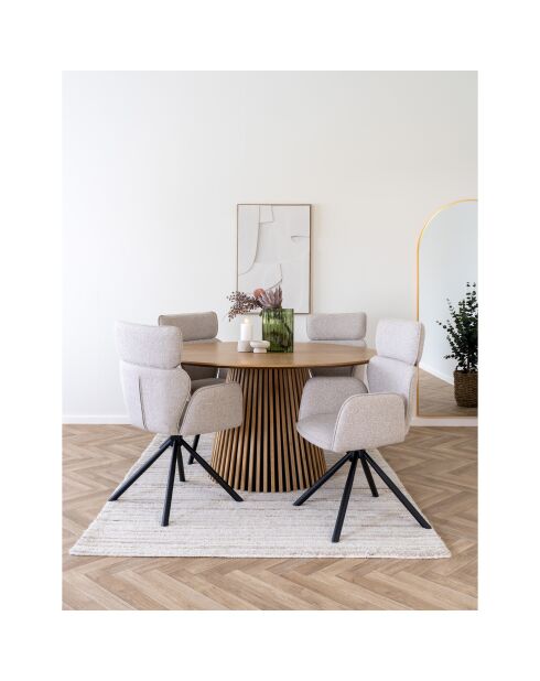 2 chaises de salle à manger Cordoba pivotante couleur sable pieds noirs HN1279 - 56x60x95 cm