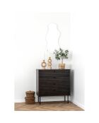 Kioto dressoir met 4 laden, gerookt eikenfineer, zwarte metalen poten - 40x80x85 cm