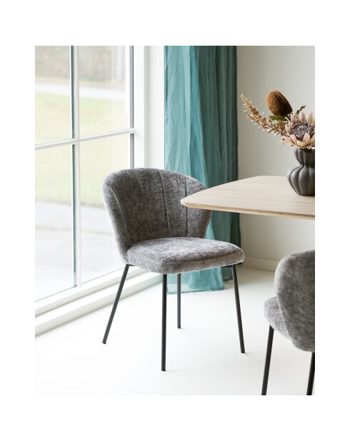2 sillas de comedor Roanne grises con patas negras HN1319 - 66x59x80 cm