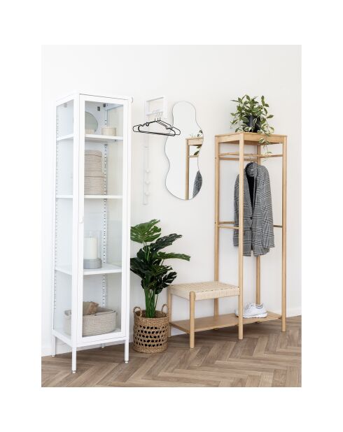 Vitrina esbelta Brisbane con 1 puerta de cristal, acero blanco, 35 x 40 x 180 cm
