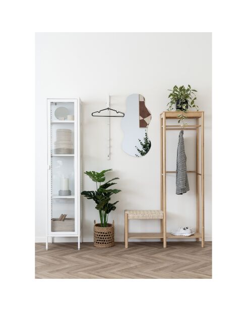 Vitrina esbelta Brisbane con 1 puerta de cristal, acero blanco, 35 x 40 x 180 cm