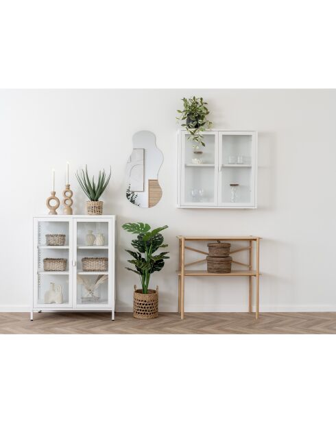 Ventana suspendida Brisbane, 2 puertas de cristal, acero blanco, 18x80x80 cm