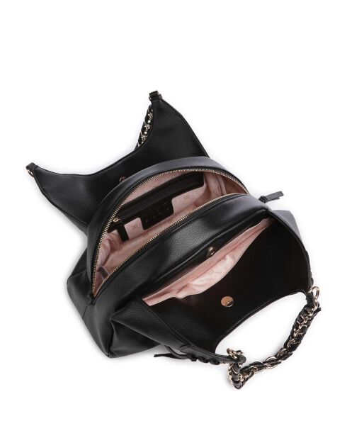 Euthalia zwarte synthetische zwarte hobo schoudertas zwart - 35x21x14 cm