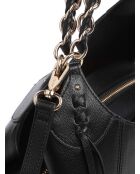Euthalia schwarze Hobo-Schultertasche aus Kunststoff Schwarz - 35x21x14 cm