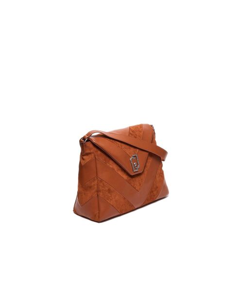 Sac bandoulière patchwork Caramel bronze - 35x28x12 cm