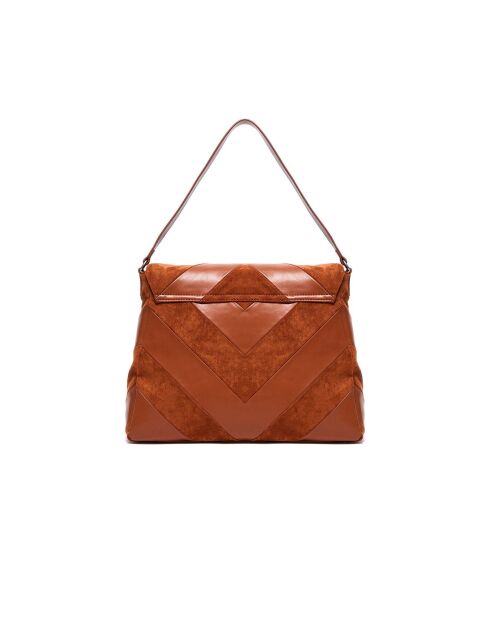 Sac bandoulière patchwork Caramel bronze - 35x28x12 cm