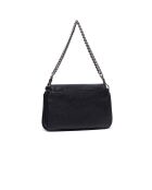 Schultertasche aus schwarz beschichtetem Stoff - 24x3x14 cm