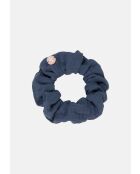 Elastique à cheveux scrunchie framboise bleue