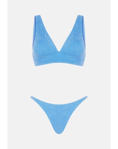 Aquablauw hoog uitgesneden badpak met kauwgom