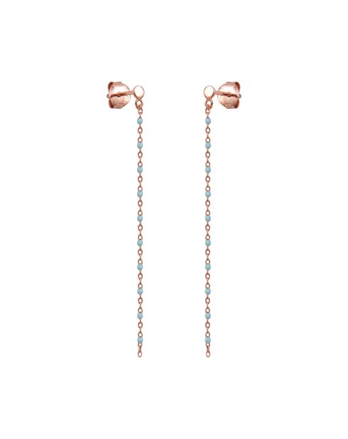Boucles d'oreilles en argent doré rose & émail bleues