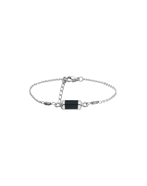 Bracelet en acier & agate noire & hématite noir