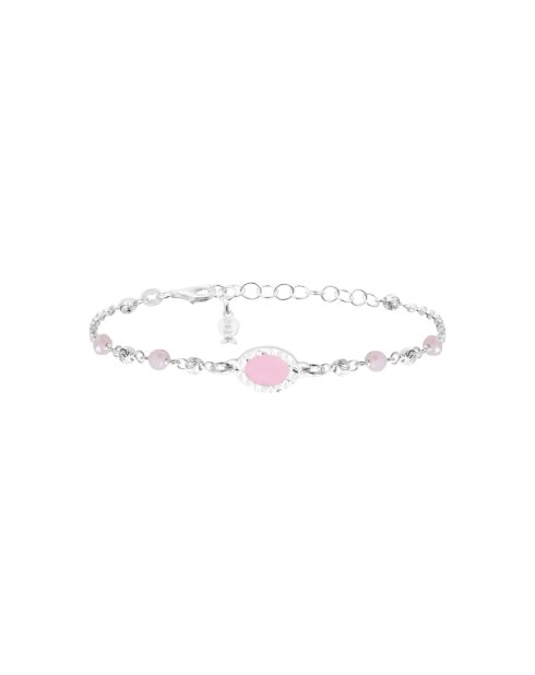 Bracelet en argent & cristal & émail rose