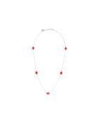 Collana in argento rodiato e pietra rossa