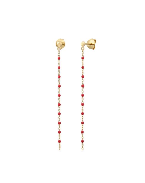 Geelgouden, zilveren en rode emaille oorbellen