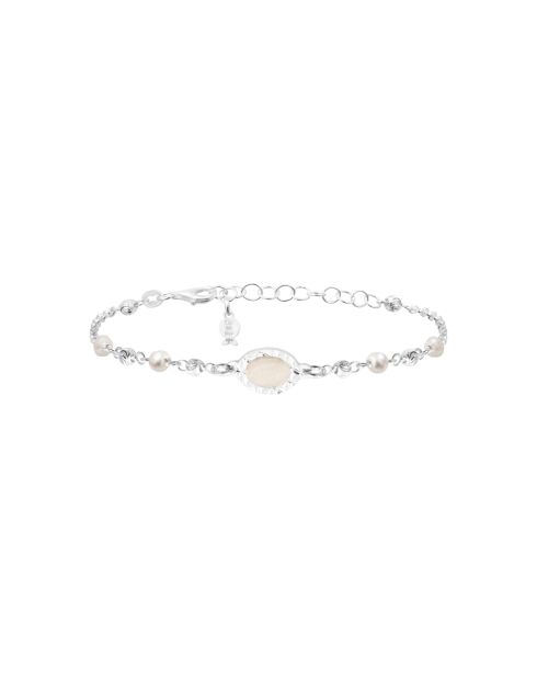 Bracelet en argent & cristal & émail blanc