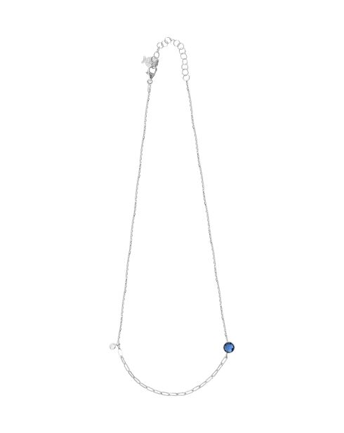 Halsketting in zilver en blauw kristal