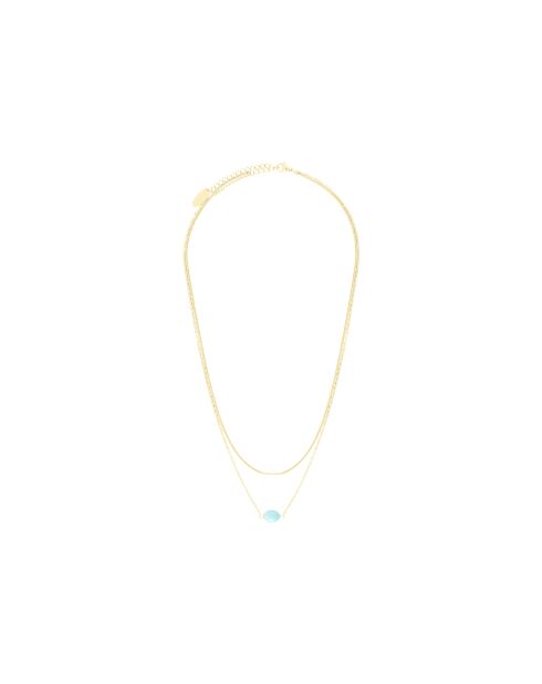 Halsketting in IP-goudstaal en blauwe halfedelsteen