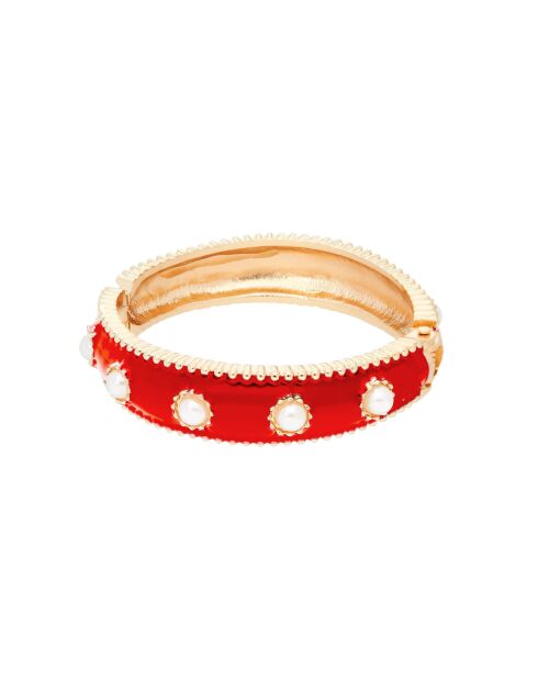 Bracciale rigido in perle rosse Amok