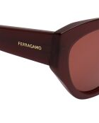 Nanou rode bordeauxrode zonnebril met kattenoog