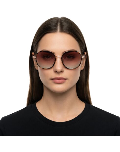 Lunettes de soleil Tencia hexagonales dorées rose