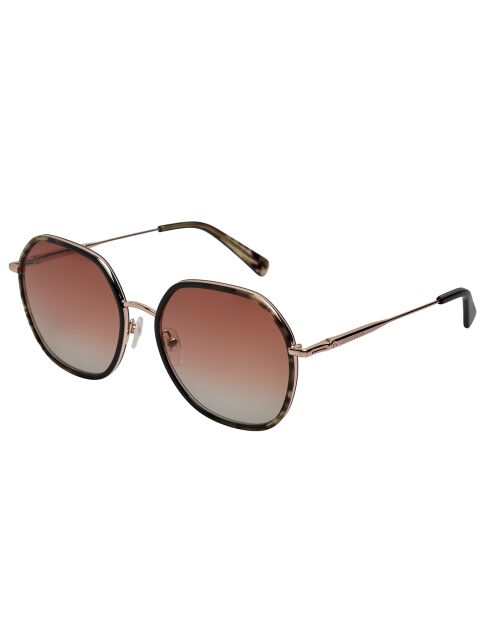 Lunettes de soleil Tencia hexagonales dorées rose