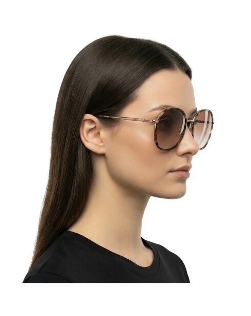 Lunettes de soleil Tencia hexagonales dorées rose