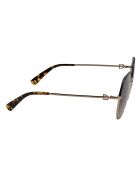 Lunettes de soleil Sylvianne hexagonales dorées noires