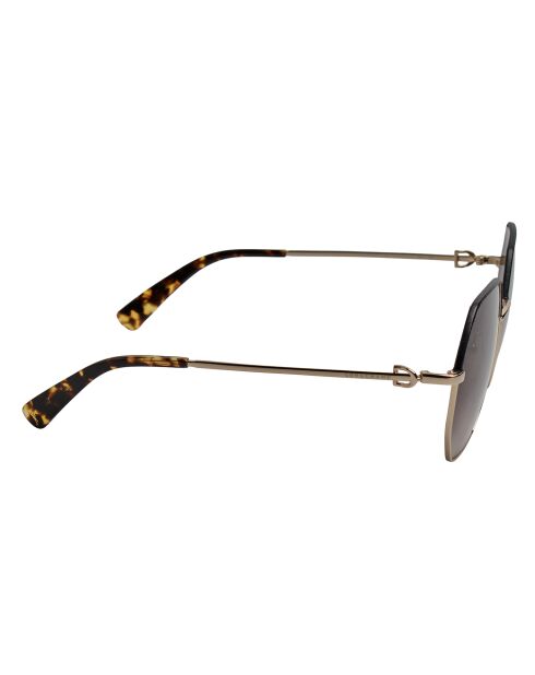 Lunettes de soleil Sylvianne hexagonales dorées noires