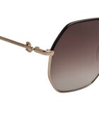 Lunettes de soleil Sylvianne hexagonales dorées noires