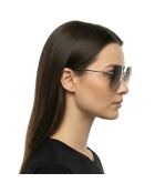 Lunettes de soleil Sylvianne hexagonales dorées noires