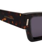 Lunettes de soleil rectangulaires œil de chat havana