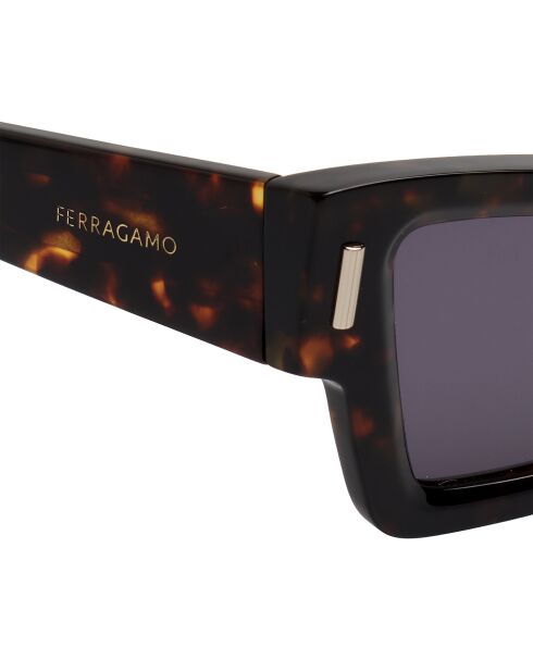 Lunettes de soleil rectangulaires œil de chat havana