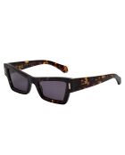 Lunettes de soleil rectangulaires œil de chat havana