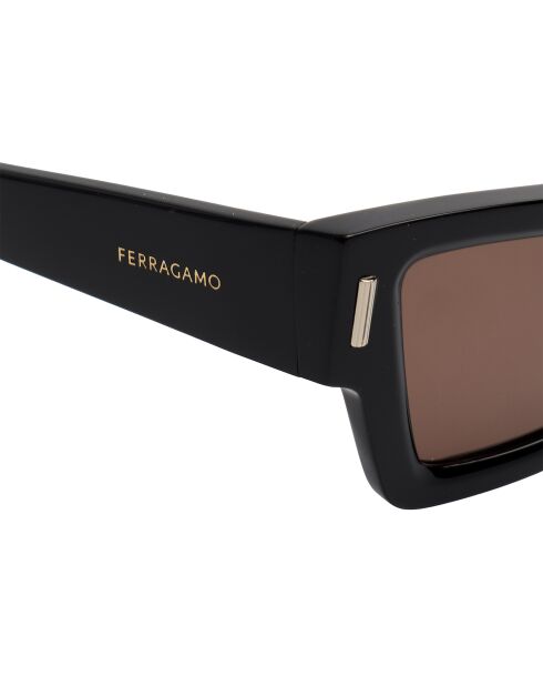 Lunettes de soleil rectangulaires œil de chat noires