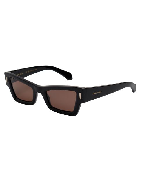 Lunettes de soleil rectangulaires œil de chat noires